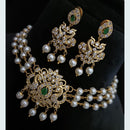 FS Collection Gold Plated AD Stone and Pearl Choker Necklace Set