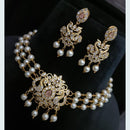 FS Collection Gold Plated AD Stone and Pearl Choker Necklace Set