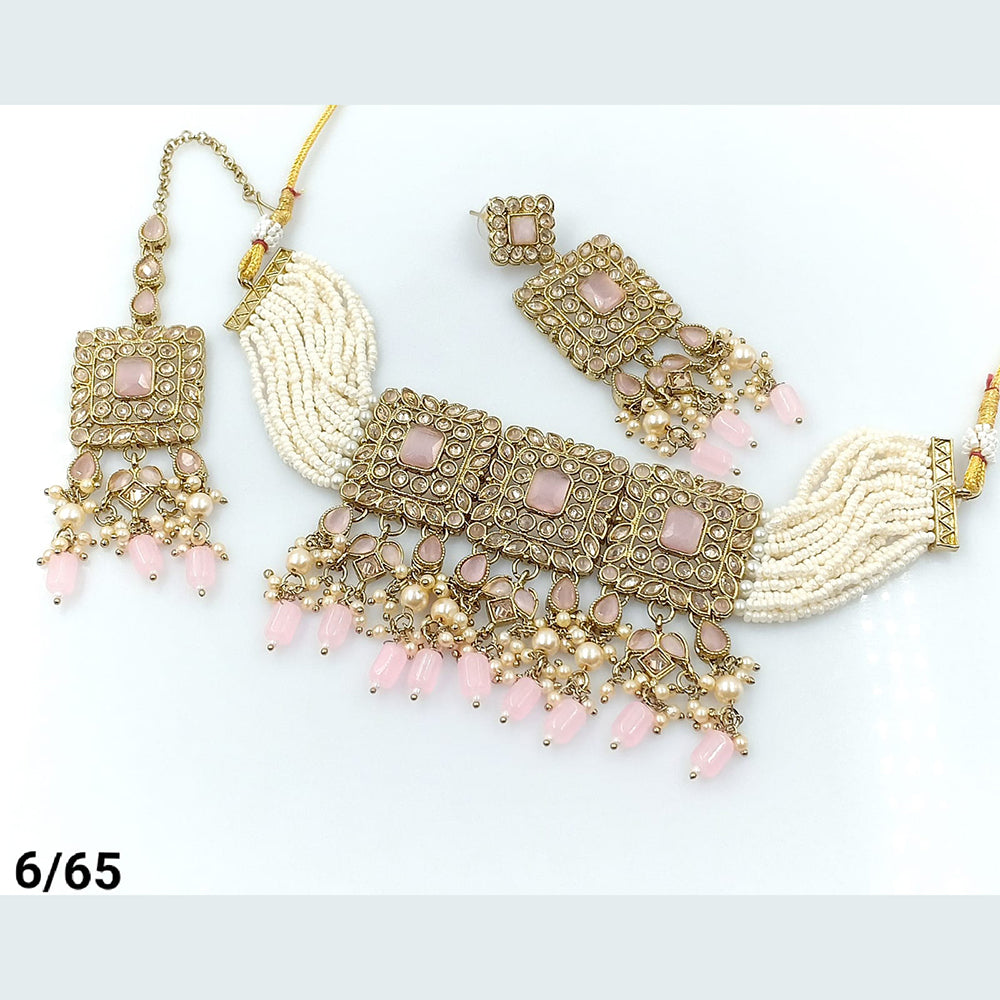 FS Collection Gold Plated Choker Necklace Set