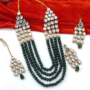 FS Collection Gold Plated Kundan Stone and Pearls Long Necklace Set