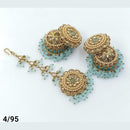 FS Collection Gold Plated Maangtika and Jhumki Earrings