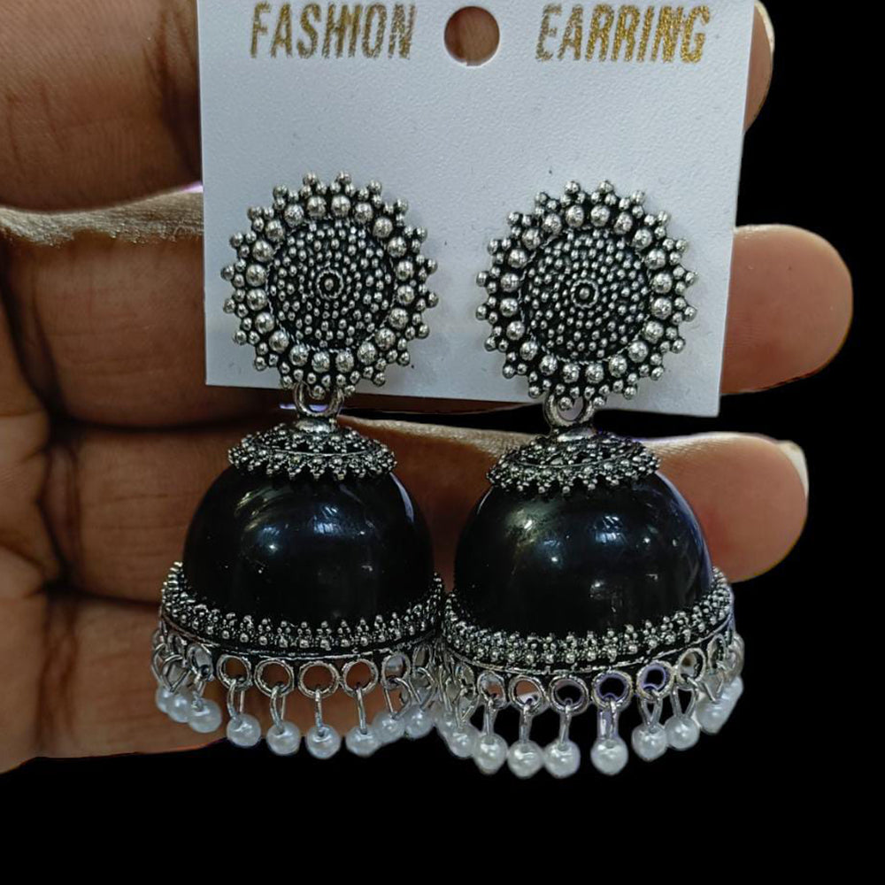 FS Collection Oxidised Plated Jhumki  Earrings