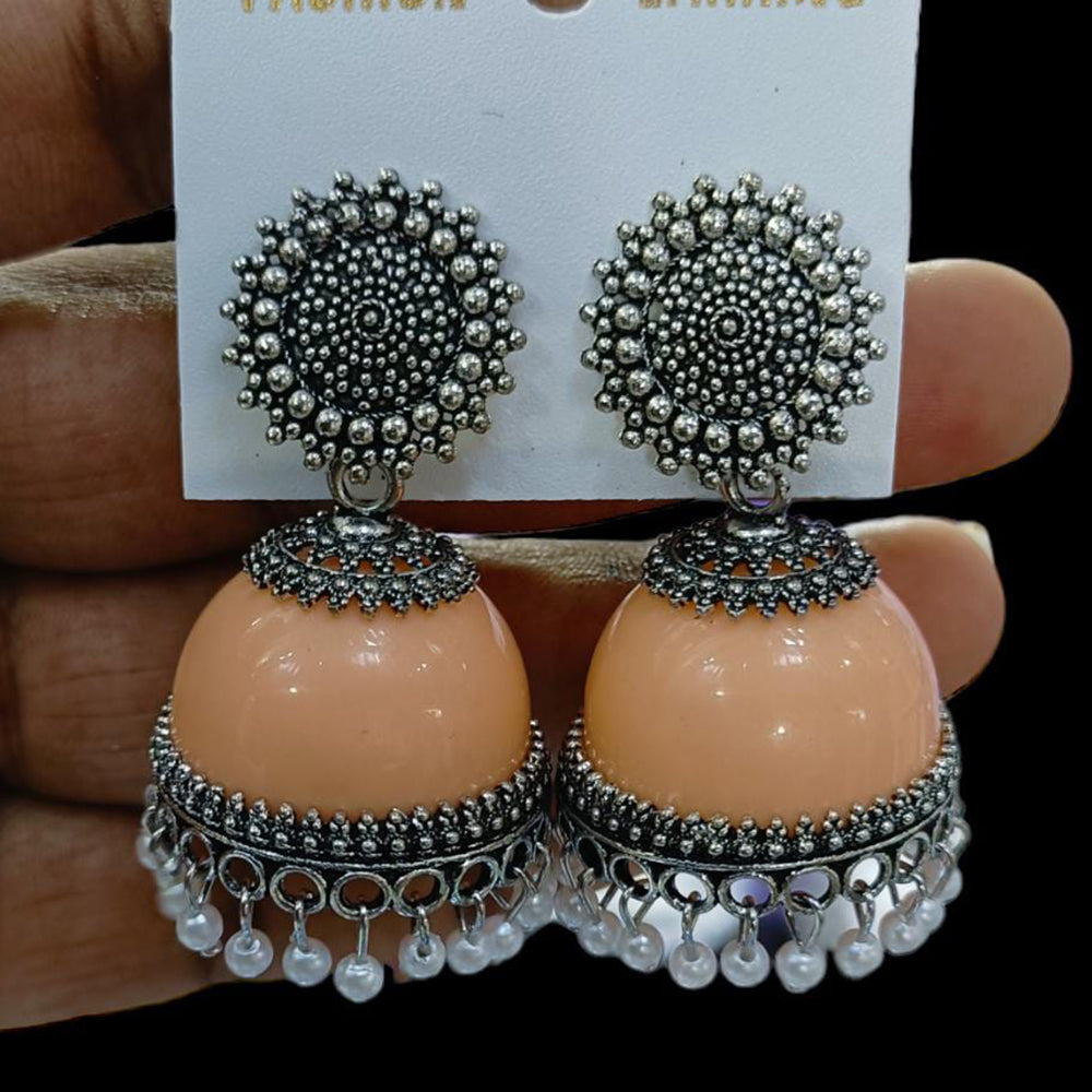 FS Collection Oxidised Plated Jhumki  Earrings