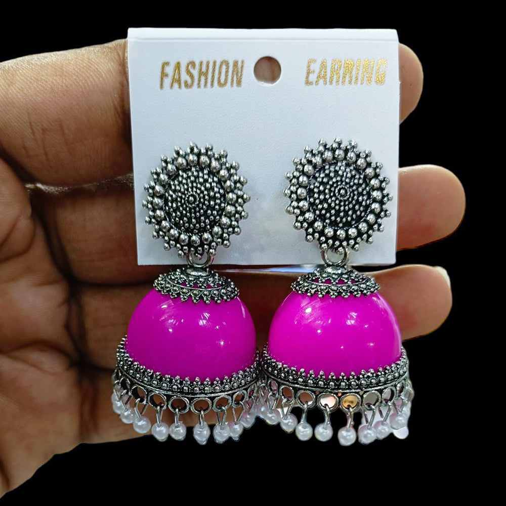 FS Collection Oxidised Plated Jhumki  Earrings