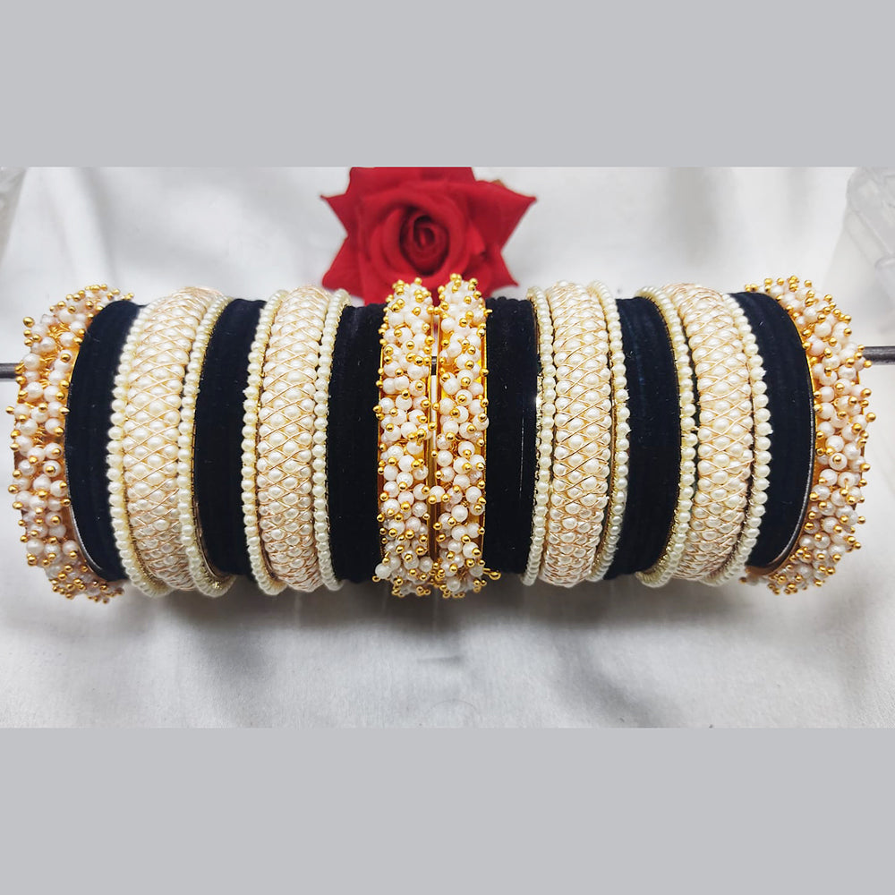 FS Collection Gold Plated Velvet  Bangles Set