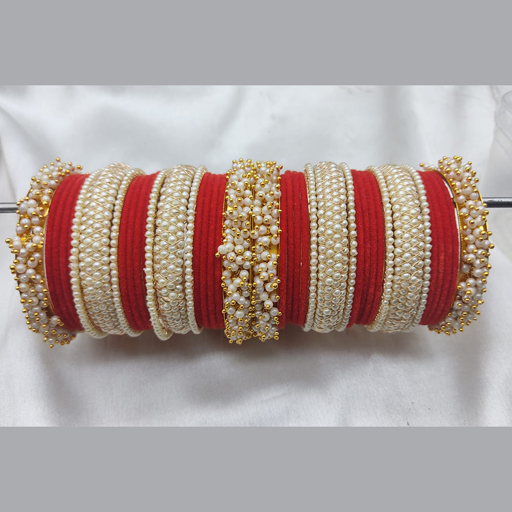 FS Collection Gold Plated Velvet  Bangles Set