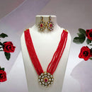 FS Collection Gold Plated Kundan Stone Long Necklace Set