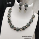 FS Collection Silver Plated Pota Stone Necklace Set