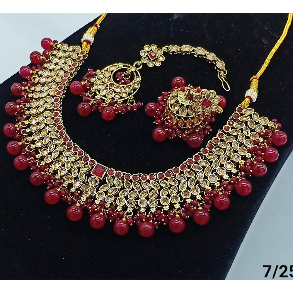 FS Collection Gold Plated Crystal Stone Necklace Set