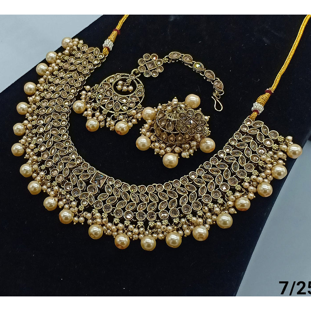 FS Collection Gold Plated Crystal Stone Necklace Set
