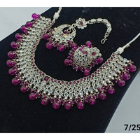 FS Collection Silver Plated Crystal Stone Necklace Set