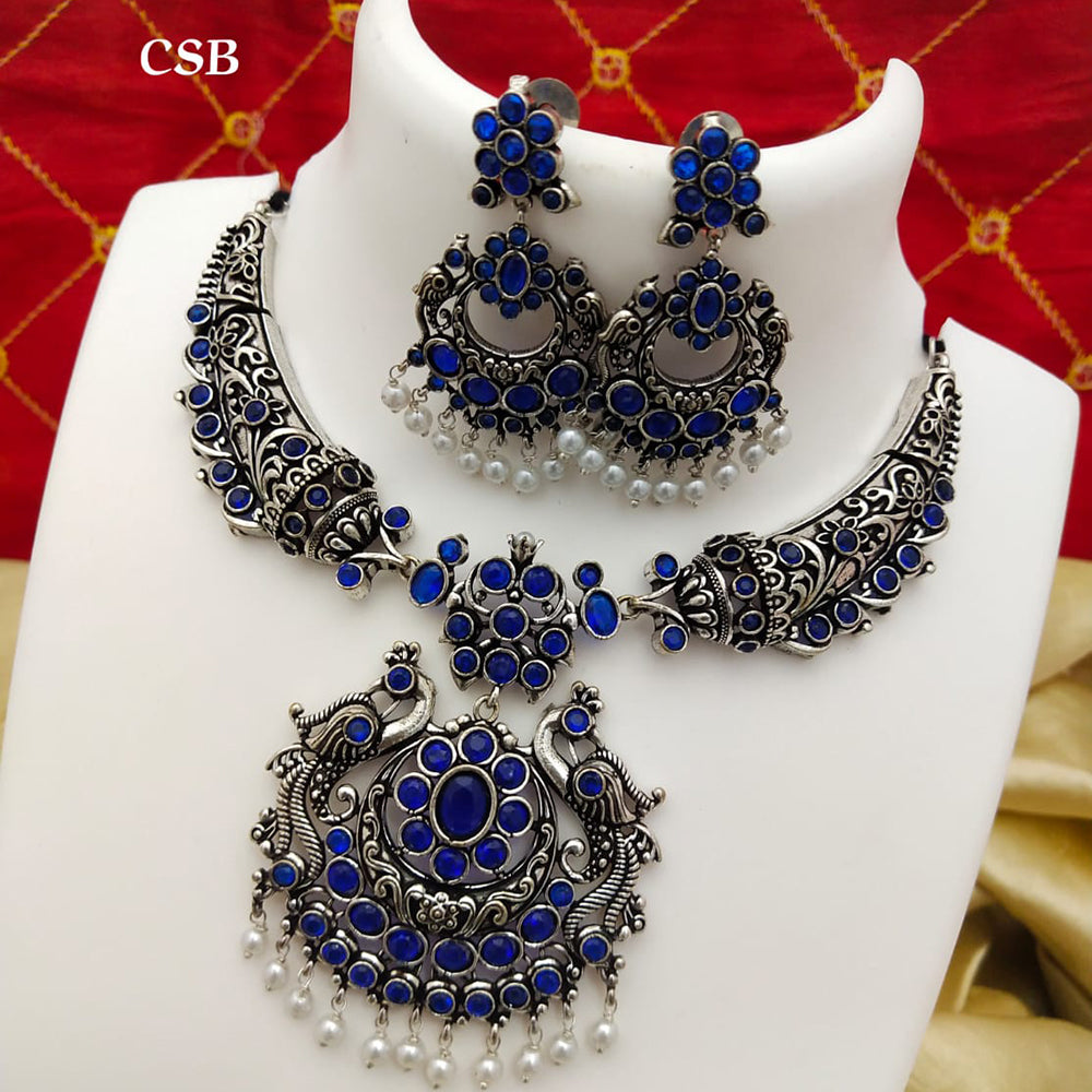 FS Collection Oxidised Plated Necklace Set