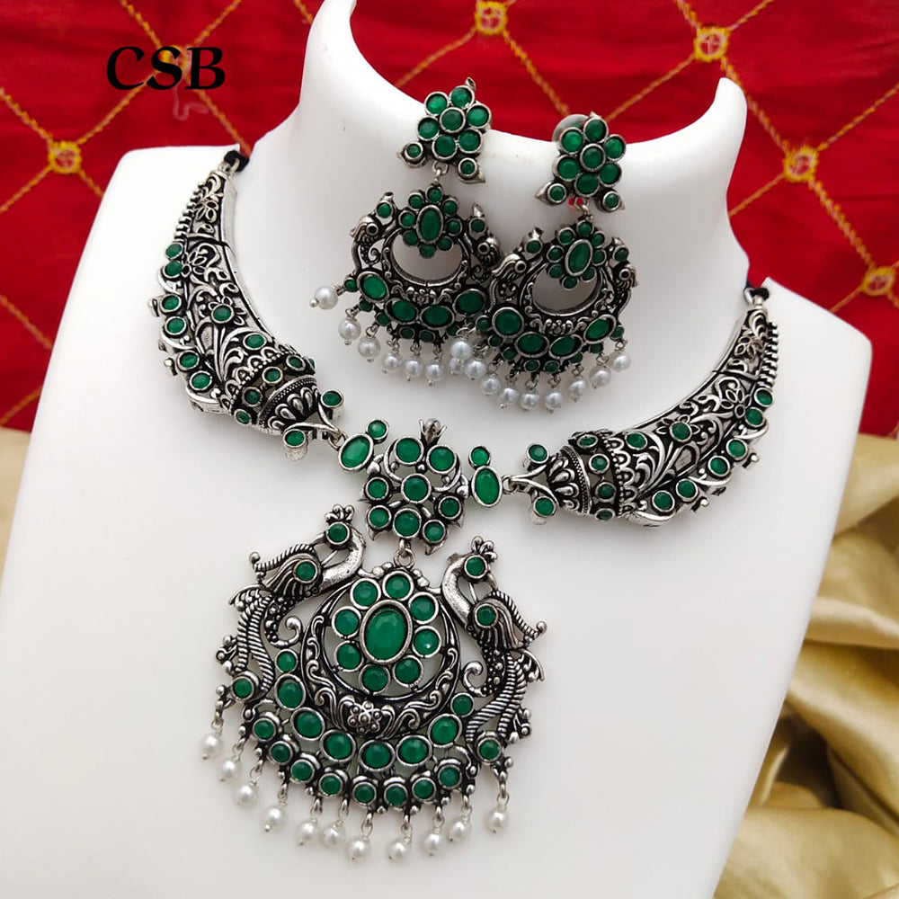 FS Collection Oxidised Plated Necklace Set