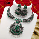 FS Collection Oxidised Plated Necklace Set