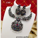 FS Collection Oxidised Plated Necklace Set
