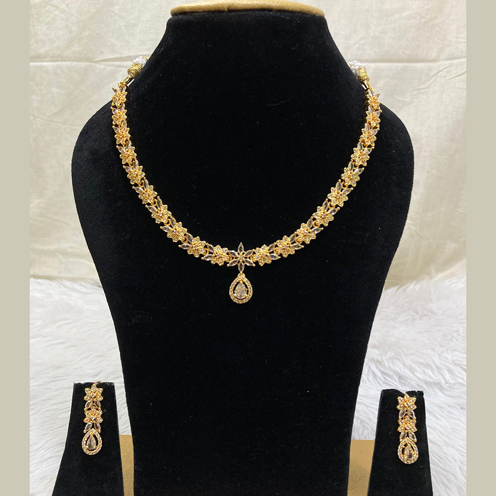 FS Collection Gold Plated AD Stone Necklace Set