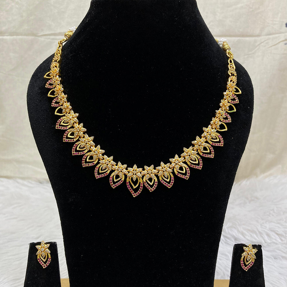 FS Collection Gold Plated AD Stone Necklace Set