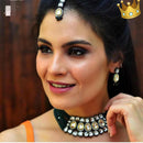 FS Collection Gold Plated Kundan Stone Necklace Set