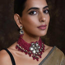 FS Collection Gold Plated Kundan Stone Necklace Set