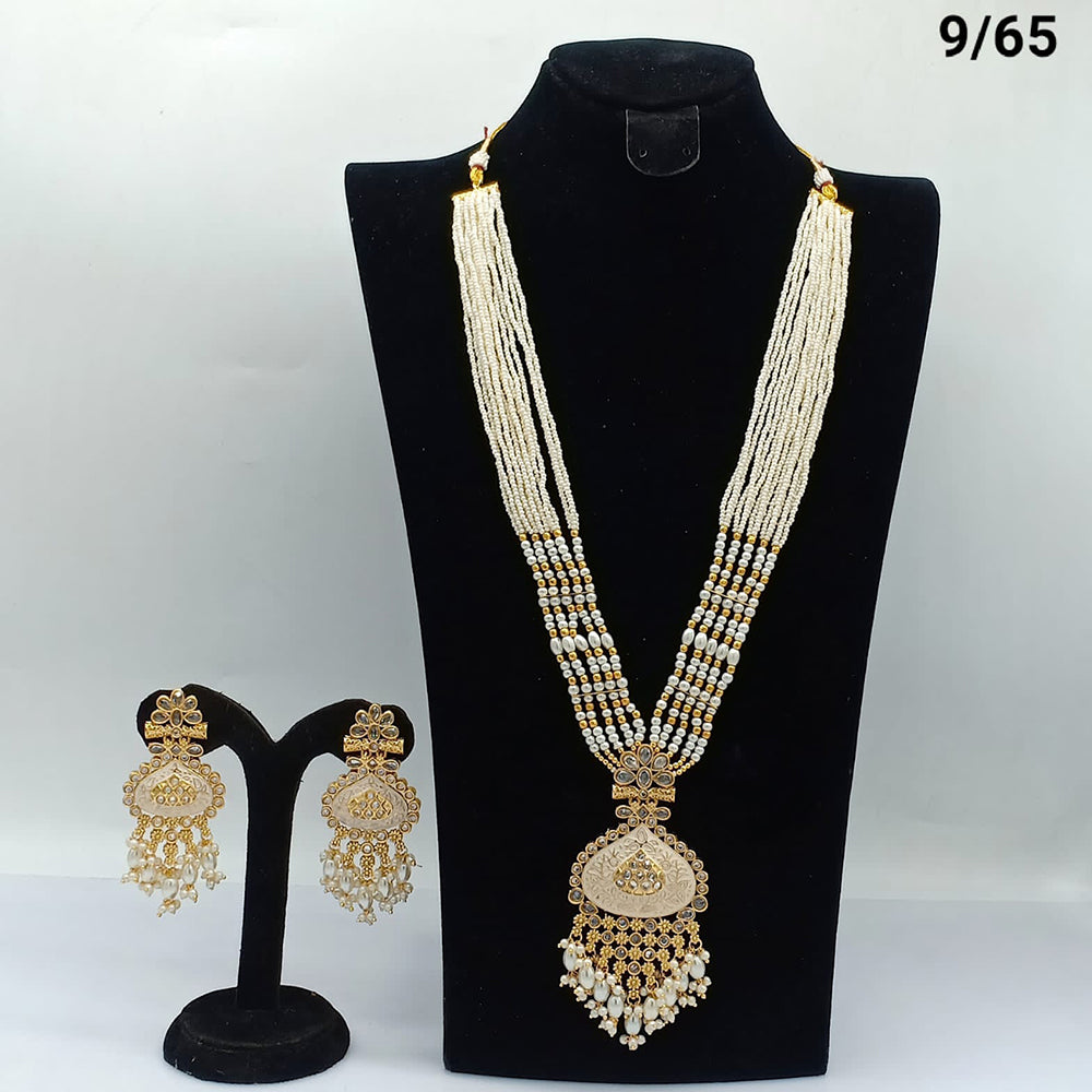 FS Collection Gold Plated Meenakari Long Necklace Set