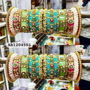 FS Collection Gold Plated Kundan Acrylic Bangles Set