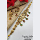 FS Collection Copper Gold Plated Pota Stone Choker Necklace Set