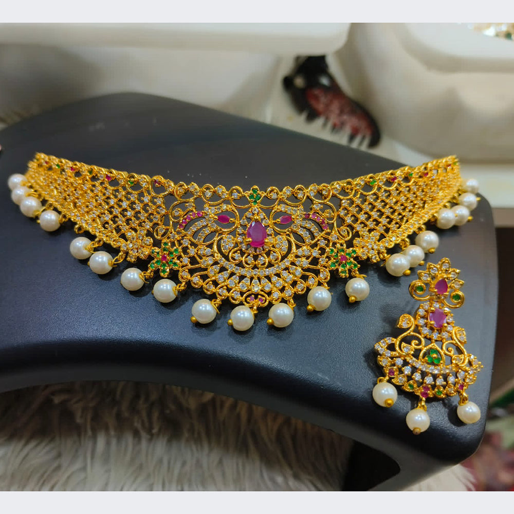 FS Collection Ad Stone Gold Plated Necklace Set