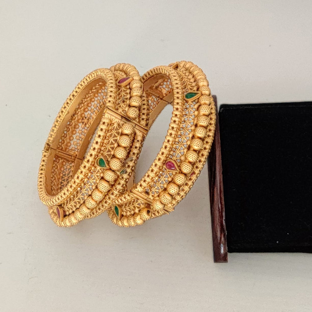 FS Collection Gold Plated Pota Stone Openable Bangles