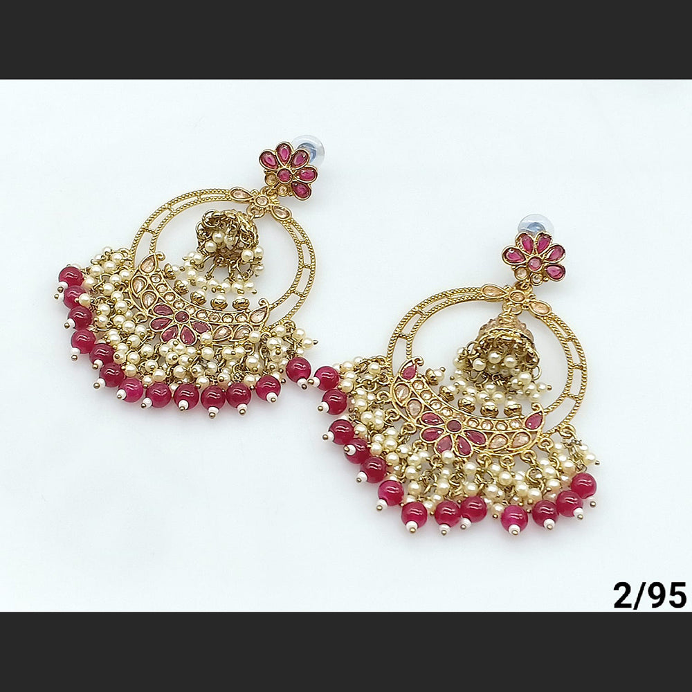 FS Collection Gold Plated Beads Dangler Earrings
