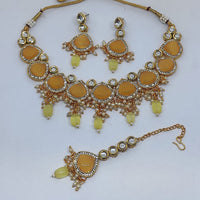 FS Collection Gold Plated Kundan Necklace Set