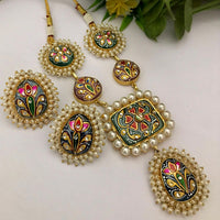 FS Collection Gold Plated Meenakari Necklace Set