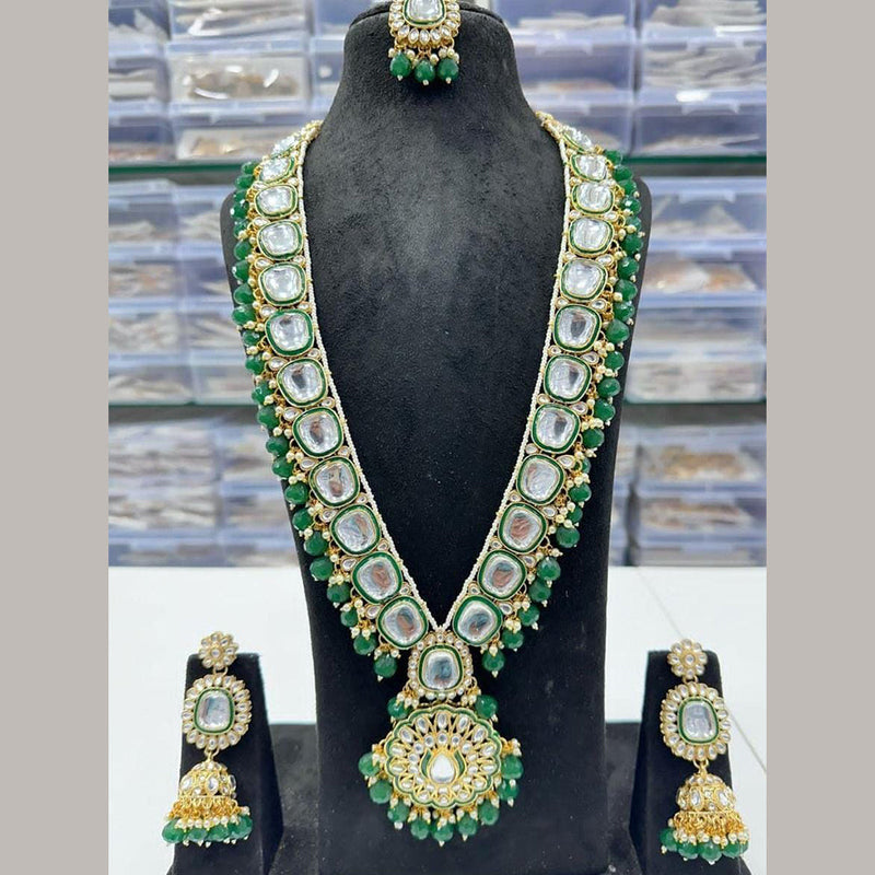 FS Collection Gold Plated Kundan Long Necklace Set