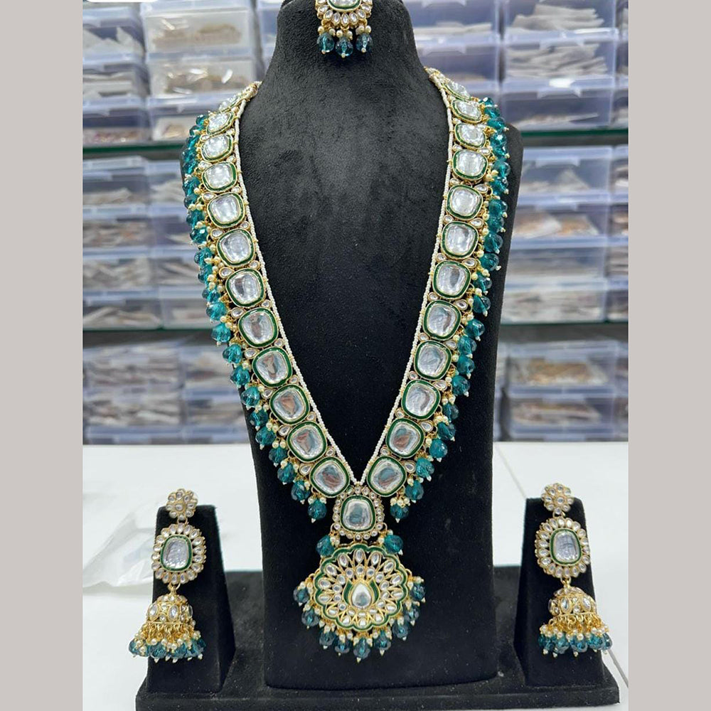 FS Collection Gold Plated Kundan Long Necklace Set