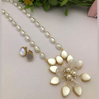 FS Collection Gold Plated Pearl Long Necklace Set