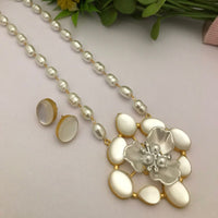 FS Collection Gold Plated Pearl Long Necklace Set