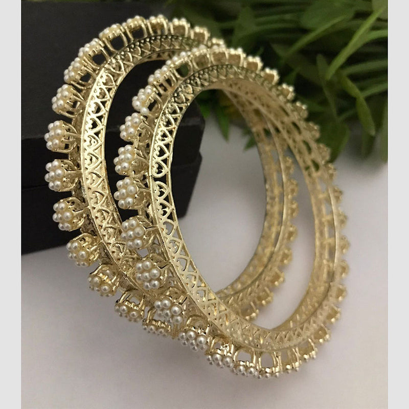 FS Collection Gold Plated Pearl Bangles Set