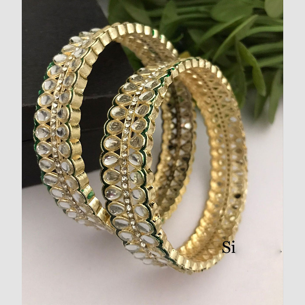 FS Collection Gold Plated Kundan Stone And Meenakari  Bangles Set
