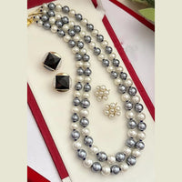 FS Collection Gold Plated Pearl Long Necklace Set