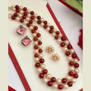 FS Collection Gold Plated Pearl Long Necklace Set
