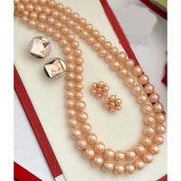 FS Collection Gold Plated Pearl Long Necklace Set