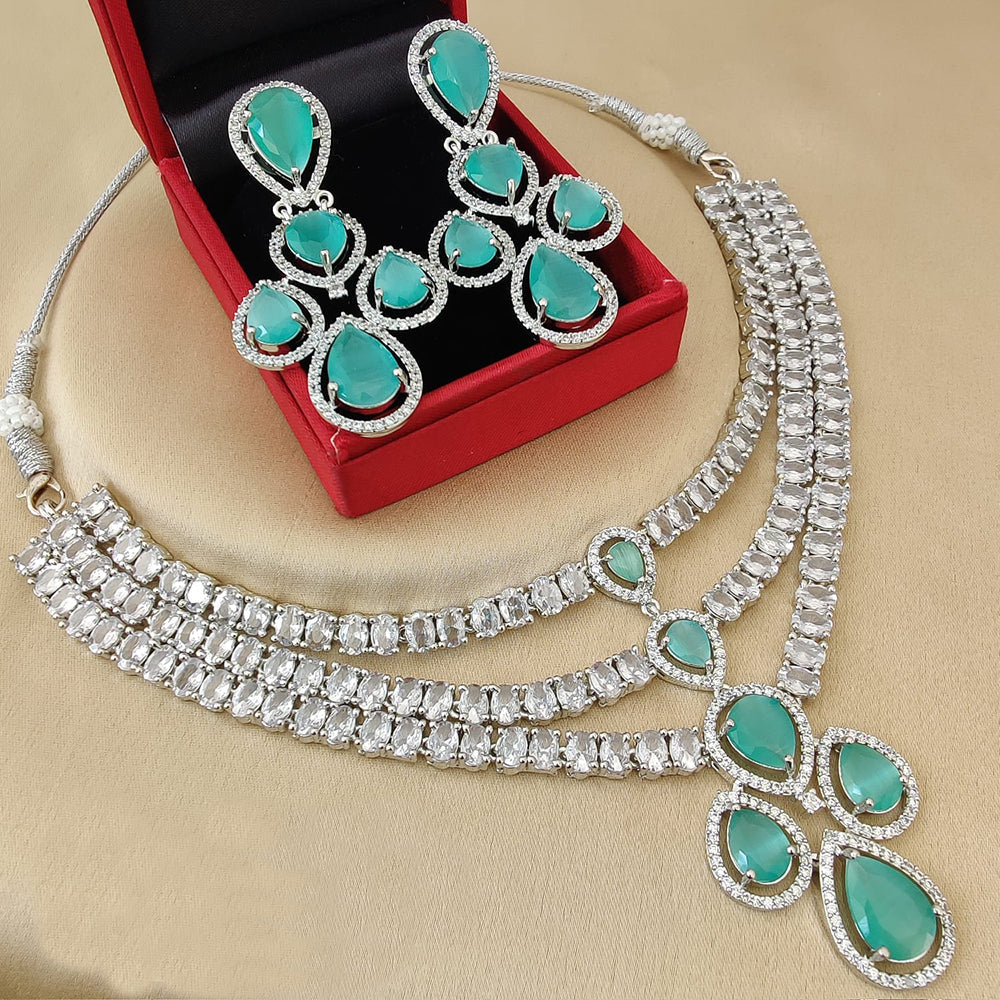 FS Collection Silver Plated AD Necklace Set