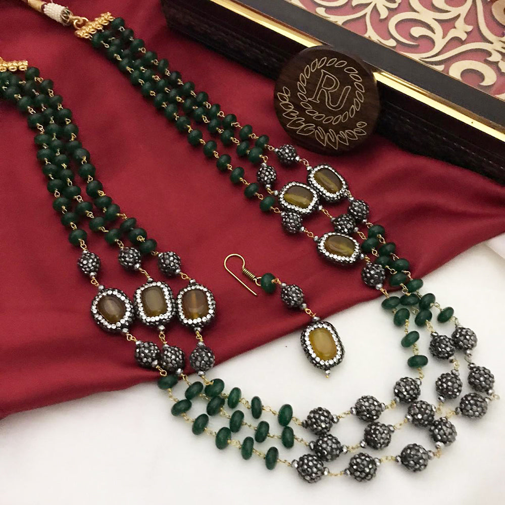 FS Collection Gold Plated Beads Long Necklace Set