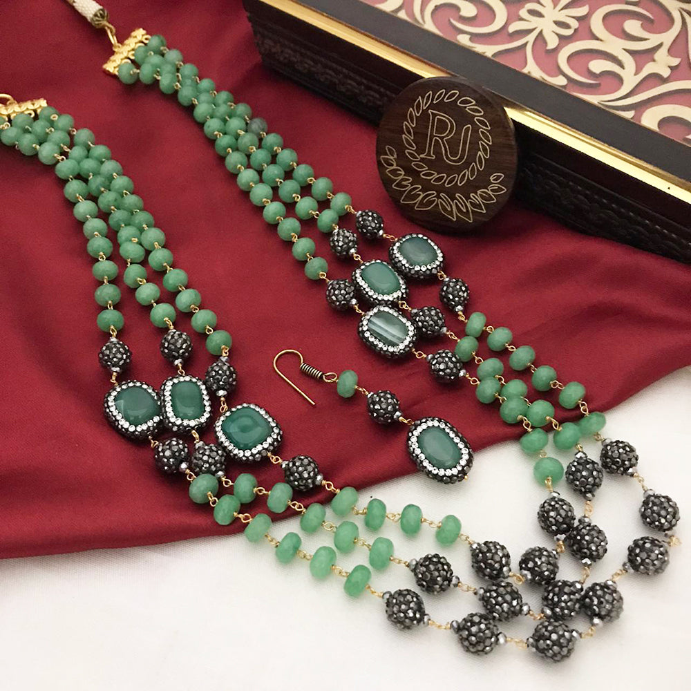 FS Collection Gold Plated Beads Long Necklace Set