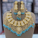 FS Collection Gold Plated Kundan Pearl And Beads Necklace Set