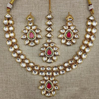 FS Collection Gold Plated Kundan Necklace Set