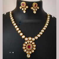 FS Collection Gold Plated Kundan Necklace Set