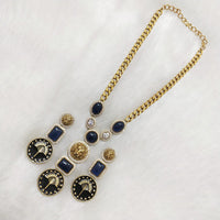 FS Collection Gold Plated Meenakari And Monalisa Stone Necklace Set