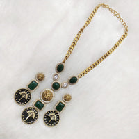 FS Collection Gold Plated Meenakari And Monalisa Stone Necklace Set
