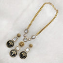 FS Collection Gold Plated Meenakari And Monalisa Stone Necklace Set