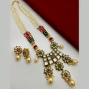 FS Collection Gold Plated Crystal Stone And Pearl Necklace Set